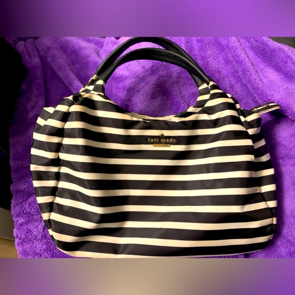 Vintage Kate Spade Handbag. Black and White Nylon Material - Picture 1 of 8
